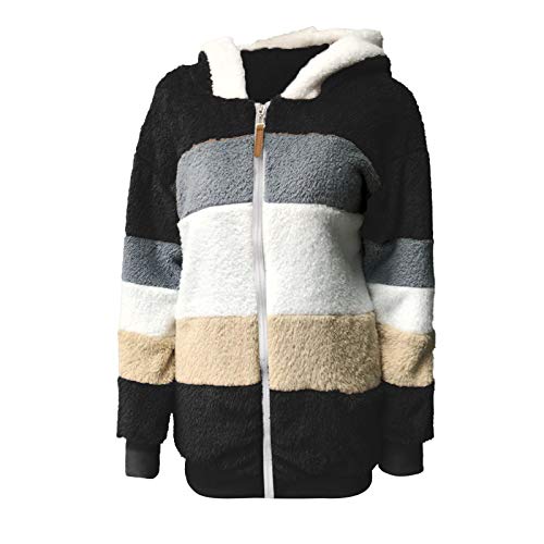 Damen Fleecejacke Winterjacke Teddy Fleece Mantel Warm Gefüttert Winter Damen Mantel Kapuzenpullover Hoodie Jacken Flauschig Plüschjacke Sweatshirt mit Kapuze Oversize Softshelljacke Oberteile von TOPJIAO