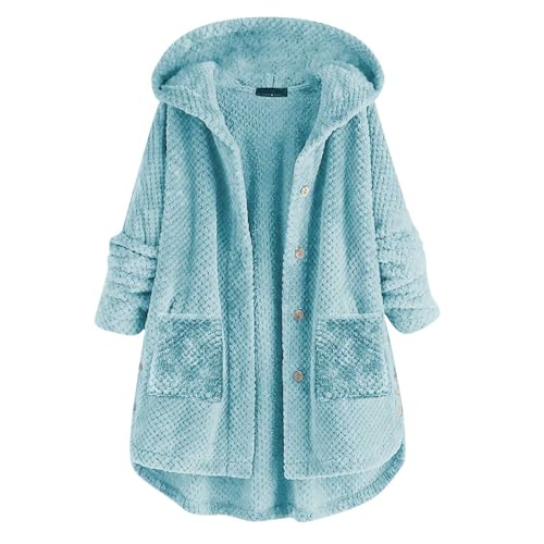 Damen Winterjacke Mantel Damen Kapuzenjacke Warm Winterjacke Mode Einfarbig Hoodie Pullover Oversize Sweatjacke Plüschjacke Fleecejacke Wintermantel Damen Lang Oberteile Sweatshirt Cardigan Outwear von TOPJIAO