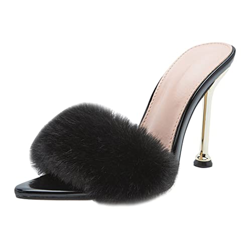 TOPJIAO Frauen Open Toe Sandale Flauschige Feder Riemchen High Heel Schuhe High Heels Sexy Frauen Sandalen Hausschuhe Walking Schuhe Damen 40 von TOPJIAO