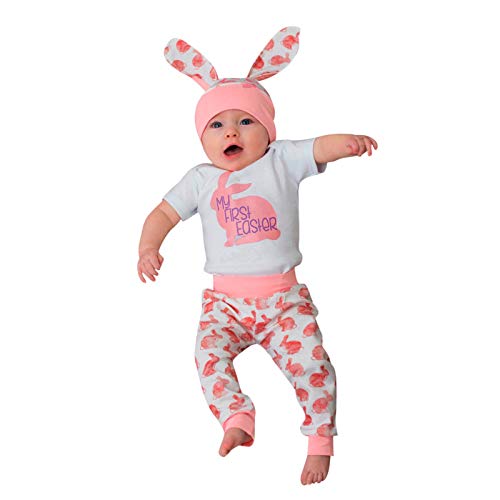 Neugeborenes Baby Strampler, Baby Osterhasen Outfits Hase Strampler, Baby Cosplay Ostern Strampler Outfit Baby bedrucktes Häschen Set Cartoon Jumpsuit Babykleidung Jungen Mädchen Strampler & Overall von TOPJIAO