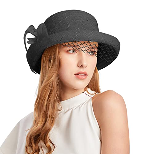 Sonnenhut Damen, Faltbare Sonnenhüte für Frauen, Boho breitkrempige Hüte für Frauen, modische Sommerhüte für Damen für Reisen Wandern Gartenarbeit Strandmütze modische Sommerhüte (Black, One Size) von TOPJIAO