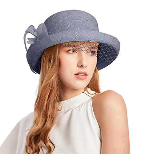 Sonnenhut Damen, Faltbare Sonnenhüte für Frauen, Boho breitkrempige Hüte für Frauen, modische Sommerhüte für Damen für Reisen Wandern Gartenarbeit Strandmütze modische Sommerhüte (Grey, One Size) von TOPJIAO