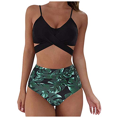 TOPJIAO Damen Bikini Set Badeanzug Damen Falbala Rüschen Sexy Push Up Neckholder Bikinioberteil Bikini Neckholder Swimsuit Shapewear Tankini von TOPJIAO