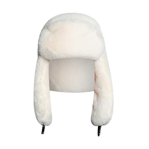 TOPJIAO Damenwinterplüsch gefälschte Dicke Hut-Gehörschutz Wintermütze Jungen (White, One Size) von TOPJIAO