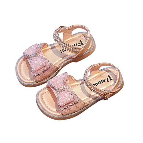 TOPJIAO Kinder Baby Mädchen Prinzessin Schuhe Sommer Weichen Boden Strass Schleife Anti Rutsch Prinzessin SchuheKleines Kind/Große Kinder Sandalen 32 von TOPJIAO