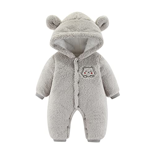 TOPJIAO Kleinkind Neugeborenes Baby Jungen Mädchen Langarm niedlich Cartoon Tiere Solide Fleece Ohren mit Kapuze Strampler Overall Mantel Outfit Kleidung Babyklamotten Neugeboren Mädchen von TOPJIAO