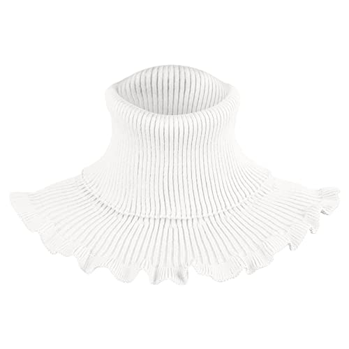 TOPJIAO Künstlicher Strickkragen-warmer Rollkragen Damen-Rollkragen-Rollkragen-abnehmbarer Schal Schal Groß Damen (White, One Size) von TOPJIAO