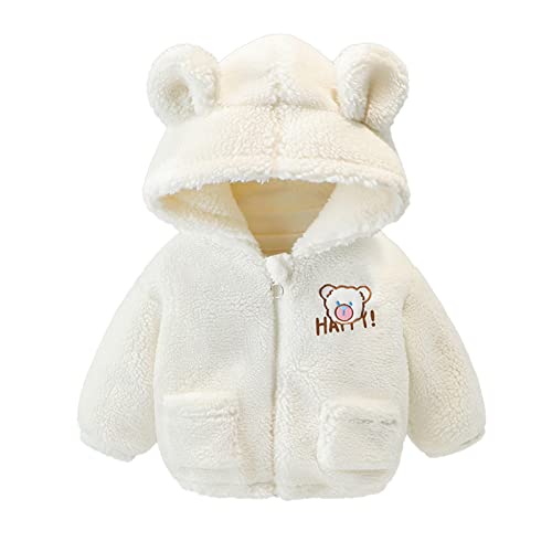 TOPJIAO Neugeborenes Baby Mädchen Jungen Cartoon Brief Jacke Ohren mit Kapuze Oberbekleidung Reißverschluss warmer Fleece Wintermantel Jack Für Jungen von TOPJIAO