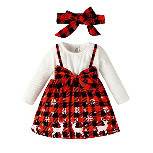 Weihnachtskleid Mädchen Baby Weihnachtsoutfit Mädchen Kleid Langarm Rüschen Bowknot Kleid Kleinkind Mädchen Weihnachten Tutu Tüll Kleid Prinzessin A-Linie Kleid Süßes Weihnachtskleid von TOPJIAO