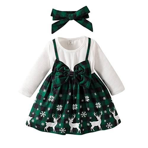 Weihnachtskleid Mädchen Baby Weihnachtsoutfit Mädchen Kleid Langarm Rüschen Bowknot Kleid Kleinkind Mädchen Weihnachten Tutu Tüll Kleid Prinzessin A-Linie Kleid Süßes Weihnachtskleid von TOPJIAO