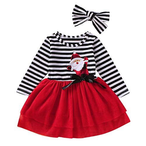 Weihnachtskleid Mädchen Baby Weihnachtsoutfit Mädchen Kleid Langarm Rüschen Bowknot Kleid Kleinkind Mädchen Weihnachten Tutu Tüll Kleid Prinzessin A-Linie Kleid Süßes Weihnachtskleid von TOPJIAO