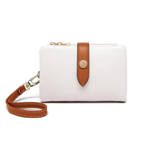 TOPKULL Geldbörse für Damen, RFID-Geldbörse, klein, Leder, kompakte Handgelenk-Geldbörse für Damen, dreifach gefaltete Kartenfächer, mehrere Kreditkartenfächer, Reißverschluss, Münzfach und von TOPKULL