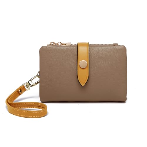 TOPKULL Geldbörse für Damen, RFID-Geldbörse, klein, Leder, kompakte Handgelenk-Geldbörse für Damen, dreifach gefaltete Kartenfächer, mehrere Kreditkartenfächer, Reißverschluss, Münzfach und von TOPKULL