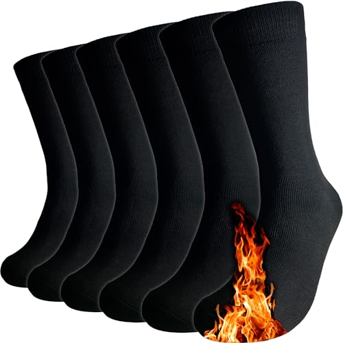 TOPLINE 6 Paar Thermosocken - Thermosocken Damen - Thermosocken Herren - Wintersocken Damen - Wintersocken Herren - Warme Socken Damen (DE/NL/SE/PL, Numerisch, 35, 40, Regular, Regular, Schwarz) von TOPLINE