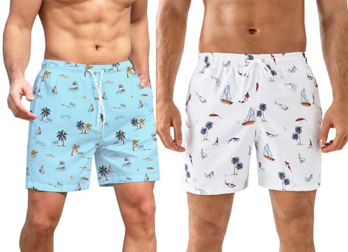 TOPLOT Regular Fit bedruckte Boxershorts für Herren 2er Pack, SKY-WHT, 4 von TOPLOT