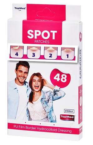 TOPMED Spot Patches PU Film Border Hydrokolloid Patch zum Abdecken von Pickeln Akne Pickel Spot Aufkleber für Gesicht 48 Stück von TOPMED ETS
