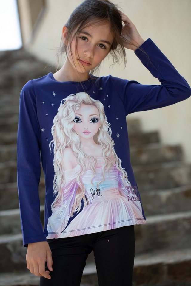 TOPModel Langarmshirt mit großem TOP Model Frontdruck von TOPModel