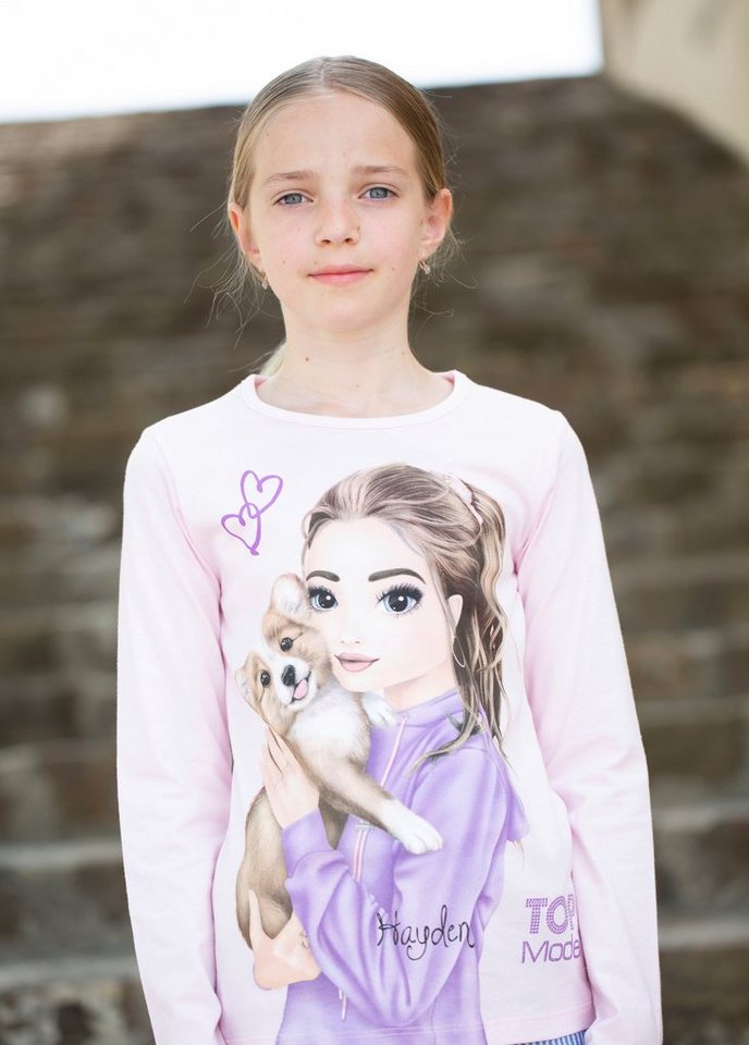 TOPModel Langarmshirt mit großem TOP Model Frontmotiv von TOPModel