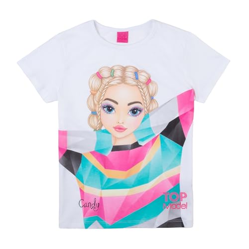 TOPModel Mädchen T-Shirt mit Candy 75005 weiß, Größe 140, 10 Jahre von Top Model