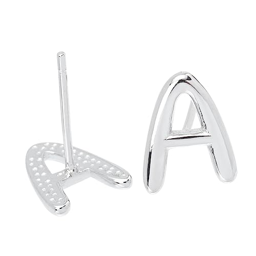 TOPPERFUN 1 Paar Alphabet Ohrringe A Silber Ohrstecker mit Push Back Buchstaben Ohrstecker für Damen und Herren für Alltag Partys oder Besondere Anlässe Minimalistischer Schmuck für Look von TOPPERFUN