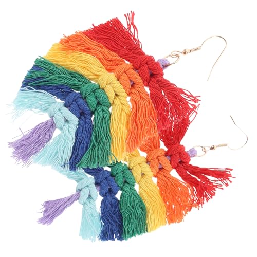 TOPPERFUN 1 Paar Boho Ohrringe für Damen Farbiges Handgefertigtes Geflochtenes Design mit Quasten für Besondere Anlässe Hochzeiten Reisen und Alltag von TOPPERFUN