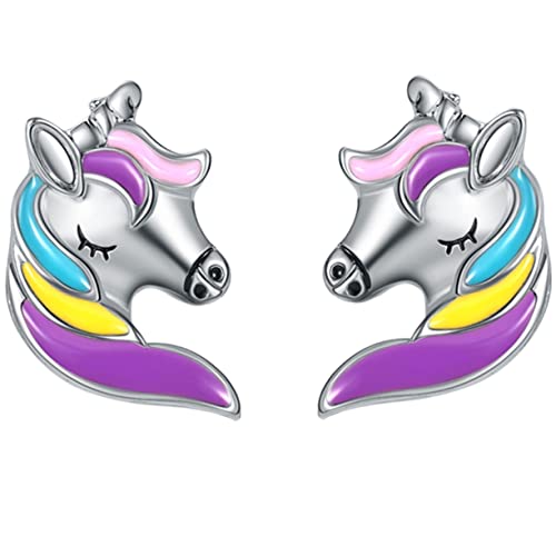 TOPPERFUN 1 Paar Einhorn Ohrringe für Mädchen Kreatives Design Hypoallergen als Geburtstag für Partys Schöner Kartonverpackung von TOPPERFUN