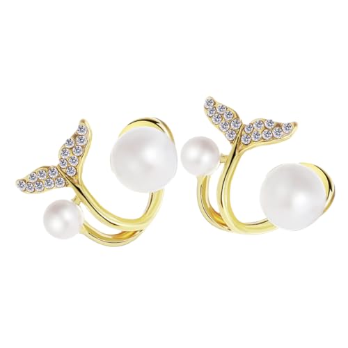 TOPPERFUN 1 Paar Fishtail Ohrringe für Damen Perlen Ohrstecker Ohrringe für Besondere Anlässe im Fischschwanz Design für Frauen von TOPPERFUN