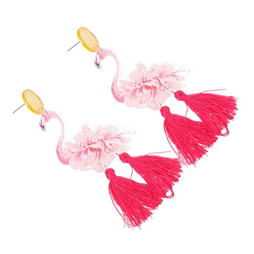 TOPPERFUN 1 Paar Flamingo Quasten Ohrringe für Frauen Hängende Ohrstecker Einzigartigem Design Leicht und Langlebig für Modebewusste Frauen für Familie und Freunde von TOPPERFUN