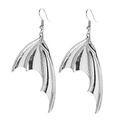 TOPPERFUN 1 Paar Halloween Fledermaus Flügel Ohrringe für Damen Metallische Gothic Dangle Ohrringe für Halloween Kostüme und Besondere Anlässe Leicht und Angenehm zu Tragen Handgefertigter von TOPPERFUN
