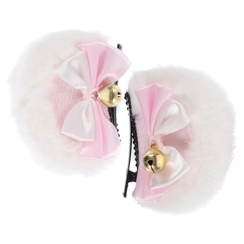 TOPPERFUN 1 Paar Handgemachter Plüsch Haarclip mit Doppeltem Schleifen Bärenohr Adorables Cosplay Accessoire für Hausmädchen für Mädchen und Besondere Anlässe von TOPPERFUN