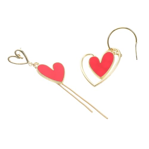 TOPPERFUN 1 Paar Herzförmige Quasten Ohrringe für Damen Asymmetrisches Design Schmuckstücke für Partys Hochzeiten und Alltag Leicht und zu Tragen Trendige Accessoires Rot TOPPERFUN 1 Paar Herzförmige Quasten Ohrringe für Damen Asymmetrisches Design Schmuckstücke für Partys Hochzeiten und Alltag Leicht und zu Tragen Trendige Accessoires Rot von TOPPERFUN