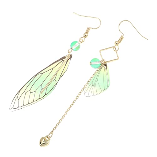 TOPPERFUN 1 Paar Imitationsohrringe Flügel Brautjungfern Ohrschmuck Ohrringe Für Frauen Baumelnde Asymmetrische Tropfenohrringe Abendhochzeit Kleine Goldene Ohrringe von TOPPERFUN