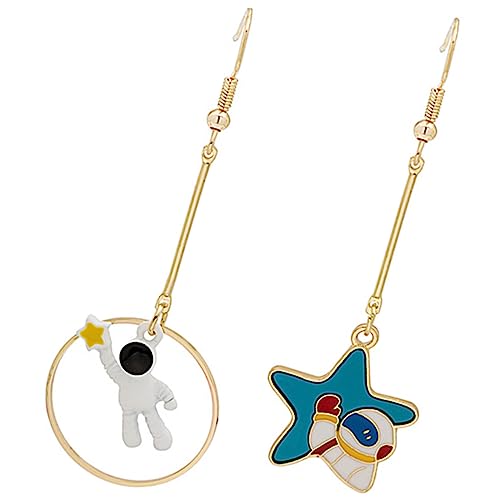 TOPPERFUN 1 Paar Kreative Asymmetrische Planet Ohrringe mit Astronauten Anhänger Dangle Ohrringe für Damen für Partys und Alltagslook Langlebig und Hautfreundlich von TOPPERFUN