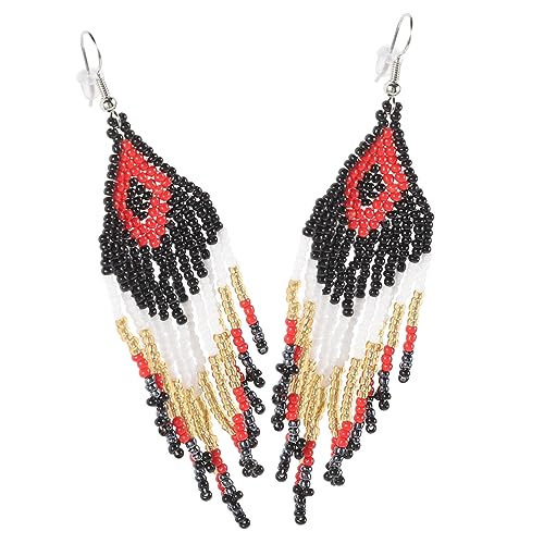 TOPPERFUN 1 Paar Lange Perlen Quasten Ohrringe Bohemian Beaded Tassel Dangle Ohrringe für Damen für Festivals und Alltag Leicht und Perfektes für Frauen von TOPPERFUN