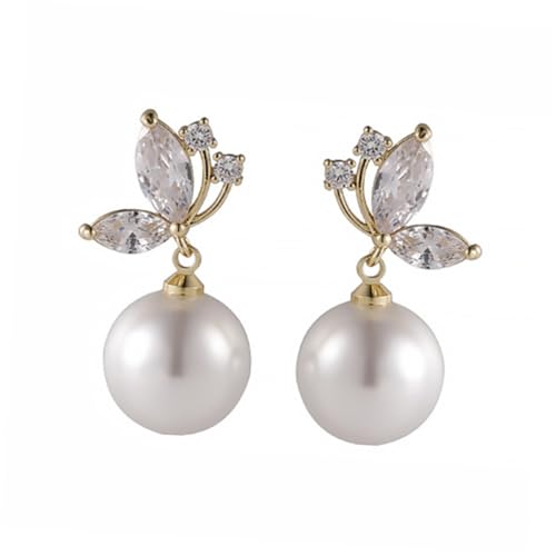 TOPPERFUN 1 Paar Perlen Ohrstecker für Damen Zirkonia Leichte und Stylische Ohrringe für Alltag Partys und Besondere Anlässe Eleganter Schmuck für Outfit von TOPPERFUN