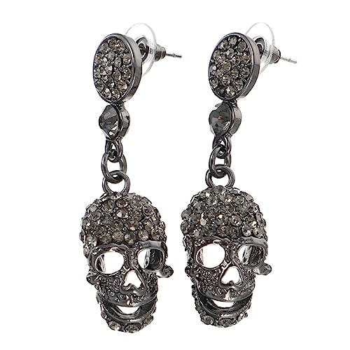 TOPPERFUN 1 Paar Schädel Ohrstecker für Halloween Retro Übertriebene Ohrringe mit Funkelnden Perlen Lustige Ohrenanhänger für Frauen Accessoire für von TOPPERFUN