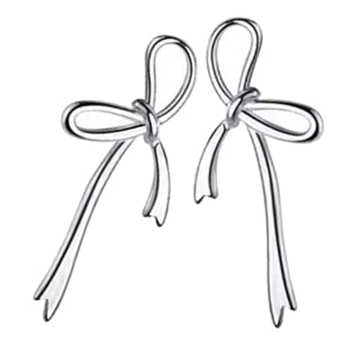 TOPPERFUN 1 Paar Schleifen Ohrringe für Damen Leichte Ohrstecker im Modischen Design für Verschiedene Anlässe und Outfits Frauen Schmuck Silber für Alltag und Besondere Anlässe von TOPPERFUN