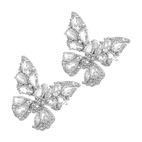 TOPPERFUN 1 Paar Schmetterlings Ohrringe für Frauen Clip Ohrstecker mit Strass Leichtes Ohr Cuff Design für Piercing Trendige Accessoires für von TOPPERFUN