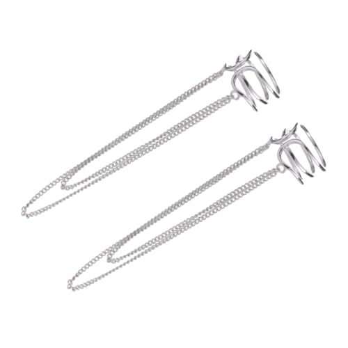 TOPPERFUN 1 Paar Silber Ohrringe für Frauen Clip Ohrringe mit Langen Quasten Stilvolle Kreative Schmuckstücke für Besondere Anlässe und von TOPPERFUN