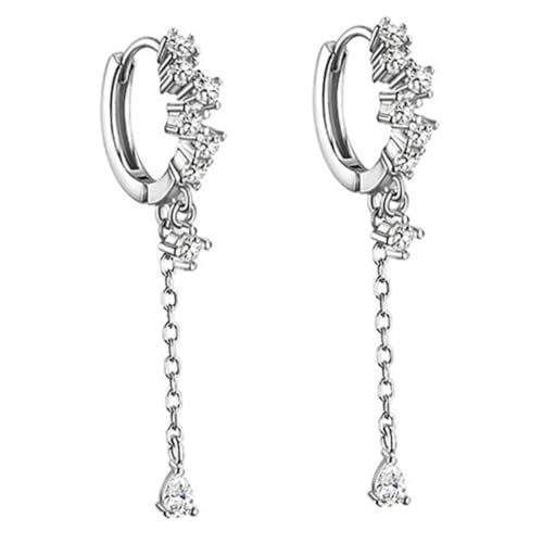 TOPPERFUN 1 Paar Silber Ohrringe für Frauen Wasserfall Design mit Zirkonia Trendige Dangle Ohrringe für Partys Hochzeiten und Besondere Anlässe von TOPPERFUN