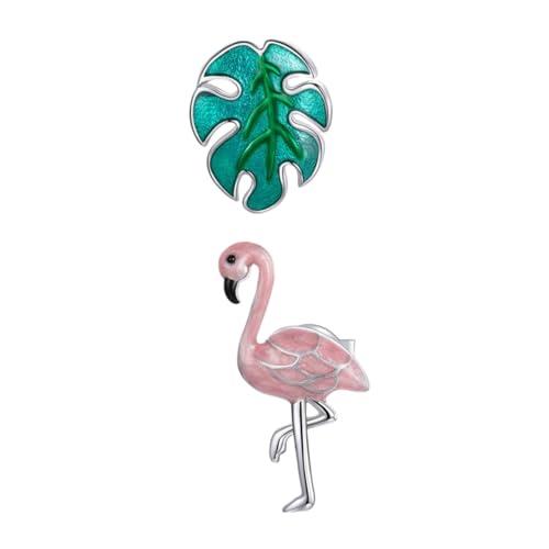 TOPPERFUN 1 Paar Silber Ohrstecker mit Flamingo und Design Kreative Asymmetrische Ohrringe für Damen für Stylische Modeaccessoires für Ihre Liebsten von TOPPERFUN