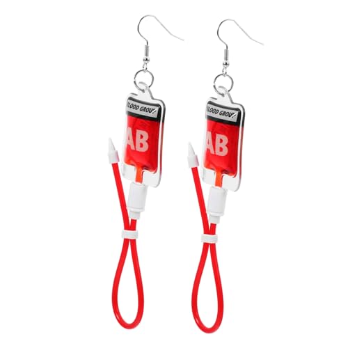 TOPPERFUN 1 Paar Simulierte Ohrringe Funky Anhänger Kostüm Lustiges Streichholz Für Mädchen Gruseliger Schrulliger Halloween Schmuck Blutplasmabeutel Ohrringe Schnelle TOPPERFUN 1 Paar Simulierte Ohrringe Funky Anhänger Kostüm Lustiges Streichholz Für Mädchen Gruseliger Schrulliger Halloween Schmuck Blutplasmabeutel Ohrringe Schnelle von TOPPERFUN