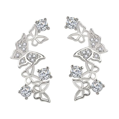 TOPPERFUN 1 Paar Sterling Silber Ohrringe für Damen Schmetterling Ohrstecker mit Zirkonia Elegantes Schmuckstück für Party und Alltag Perfektes für Freunde von TOPPERFUN