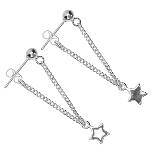 TOPPERFUN 1 Paar Sternen Tropfenohrringe Silber für Frauen und Mädchen Asymmetrisch Lange Dangle Ohrringe für Geburtstagsgeschenke und Besondere Anlässe von TOPPERFUN