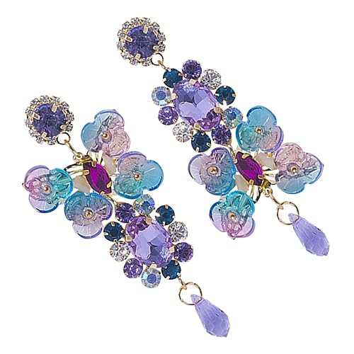 TOPPERFUN 1 Paar Vintage Ohrstecker Damen Ohrringe Bunte Blumen Design Baumelnde Ohrringe für Besondere Anlässe und Alltag von TOPPERFUN