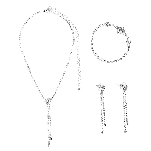TOPPERFUN 1 Satz Halskette Strass Tassel Ohrringen und Handkette Elegantes Brautschmuck Set für Damen zur Hochzeit und Besondere Anlässe TOPPERFUN 1 Satz Halskette Strass Tassel Ohrringen und Handkette Elegantes Brautschmuck Set für Damen zur Hochzeit und Besondere Anlässe von TOPPERFUN