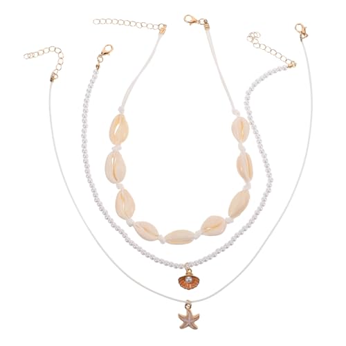 TOPPERFUN 1 Satz Hawaiian Beach Kette Natürlichen Muscheln für Damen Handgefertigte Kurze Halskette mit Einzigartigem Conch Shell Anhänger für Sommer und Strandmode von TOPPERFUN