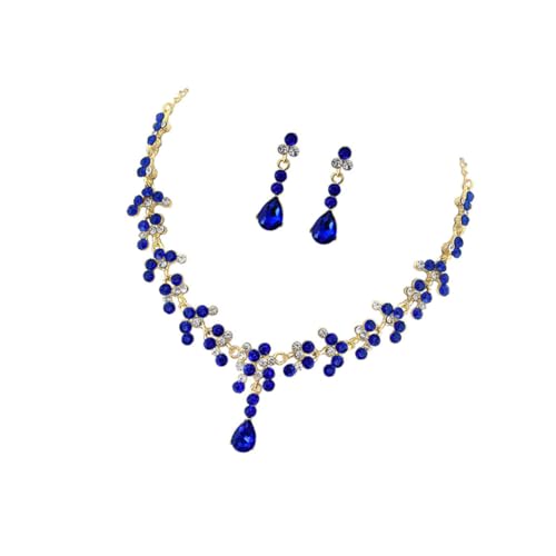 TOPPERFUN 1 Satz Schmuckset für Frauen Hochzeits Halskette und Ohrringe mit Strass Stilvolles Brautschmuck Set Blau Accessoires für Braut und Besondere Anlässe TOPPERFUN 1 Satz Schmuckset für Frauen Hochzeits Halskette und Ohrringe mit Strass Stilvolles Brautschmuck Set Blau Accessoires für Braut und Besondere Anlässe von TOPPERFUN