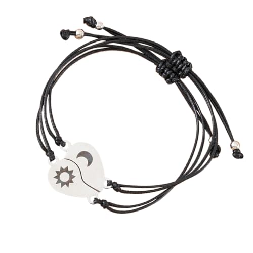TOPPERFUN 1 Satz Teiliges Mond Stern Gravur Armband Set für Romantisches Herz Charm Handgewebt für Valentinstag Muttertag oder Geburtstag TOPPERFUN 1 Satz Teiliges Mond Stern Gravur Armband Set für Romantisches Herz Charm Handgewebt für Valentinstag Muttertag oder Geburtstag von TOPPERFUN