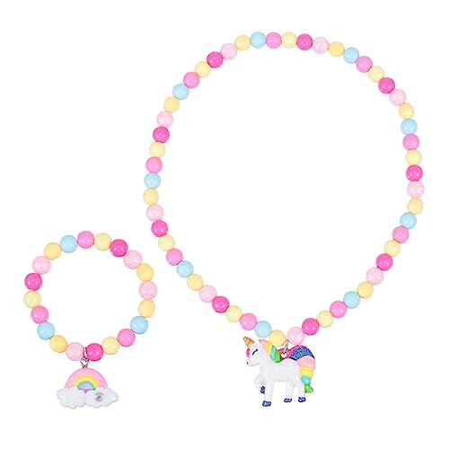 TOPPERFUN 1 Satz Teiliges Set Einhorn Halskette und Armband für Mädchen DIY Schmuckset für Partys Schulbelohnungen Kreative Kinderaccessoires von TOPPERFUN